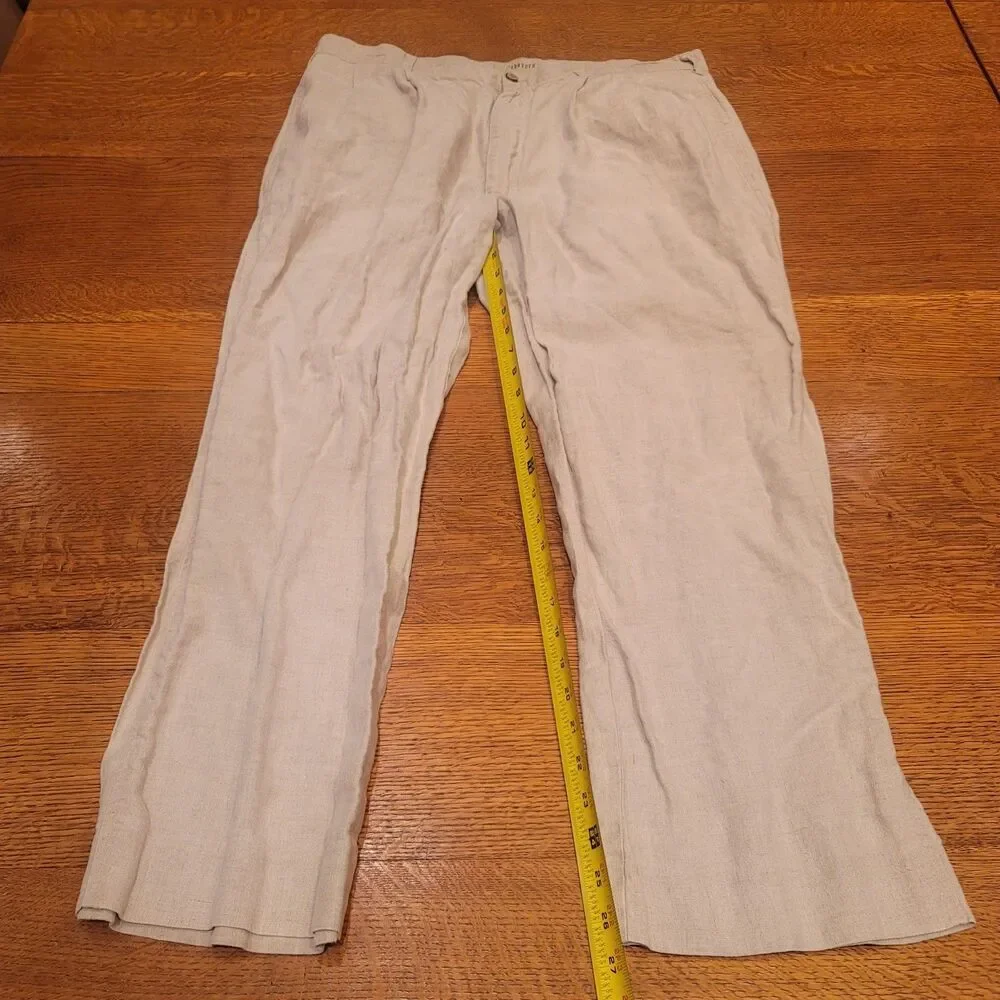 Cubavera 100% Linen Beige Dress Pants Flat Front Classic Men's 38X30